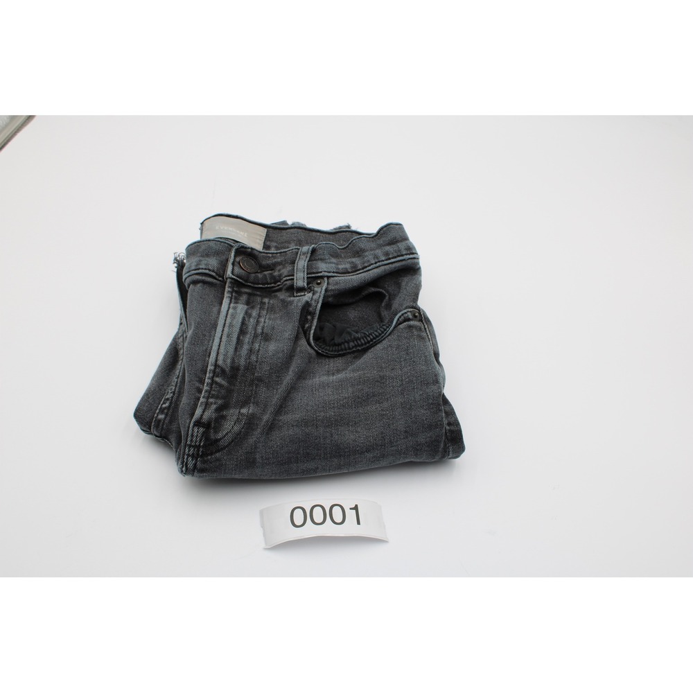 Everlane Jeans Faded Black High Rise Crop Straight Leg Raw Hem Distressed 25